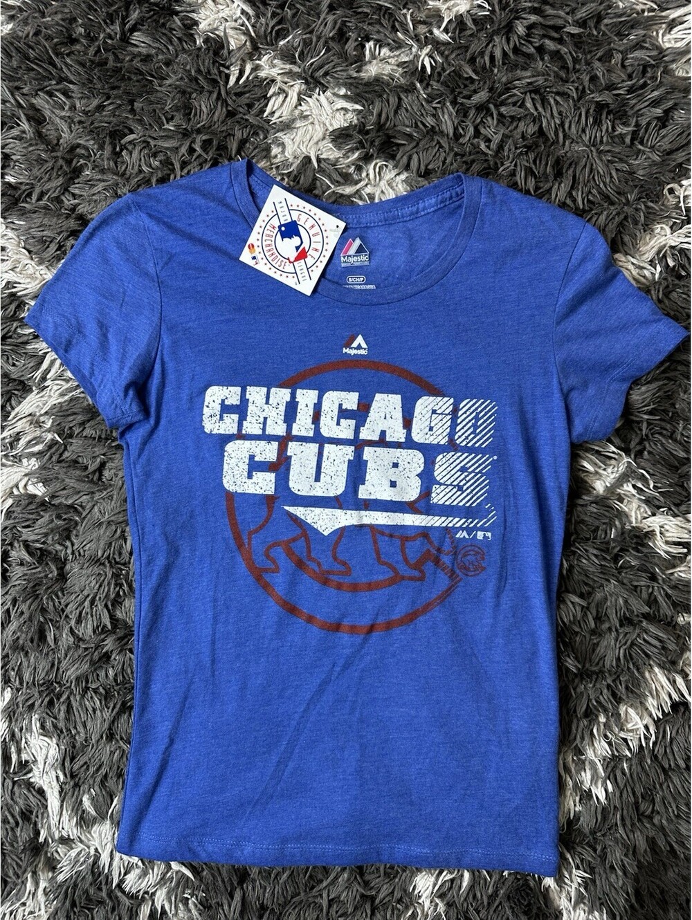 NWT Majestic MLB Chicago Cubs Royal Blue Graphic T-Shirt Women's Size Small